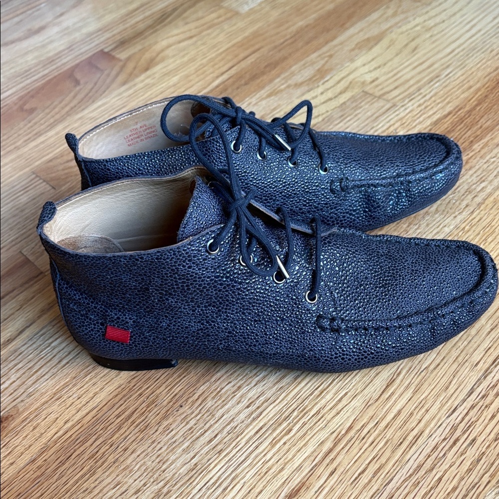 Marc Joseph size 7 Black Lace-Up Casual Mocassin